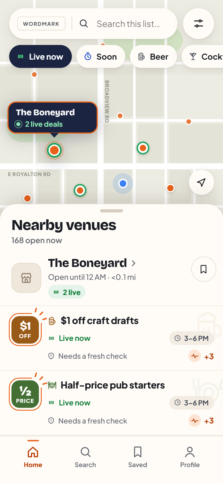 Radello app home screen